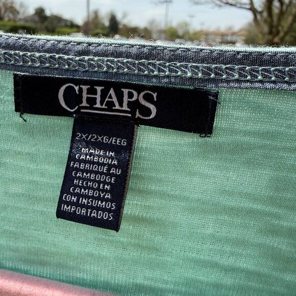 Chaps Women's Pullover Plus Size 2X Top with Laces Light Green (Parakeet) NWT - Picture 14 of 16